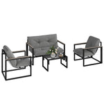 4pcs Outdoor Garden Furniture Set | Dark Grey