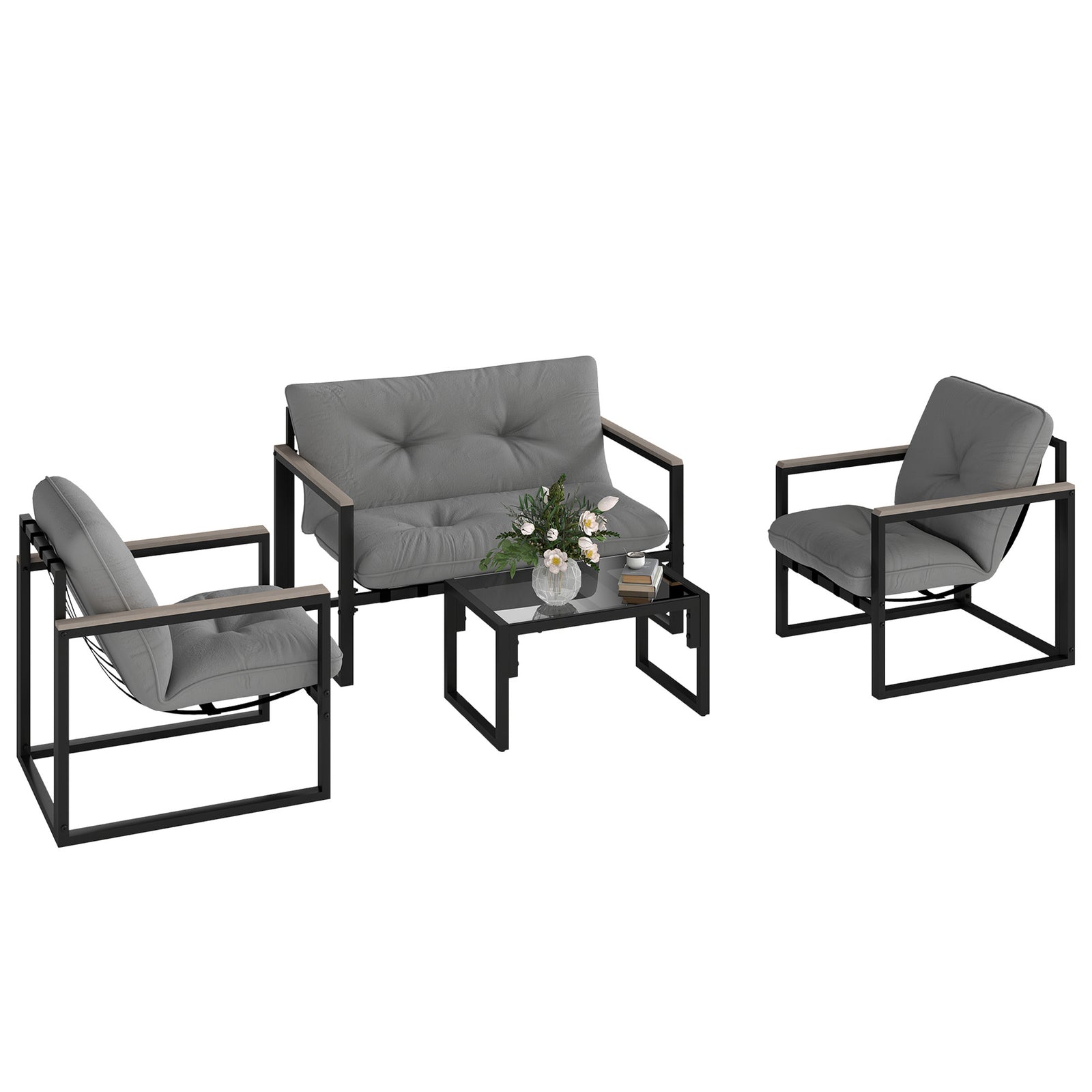 4pcs Outdoor Garden Furniture Set | Dark Grey