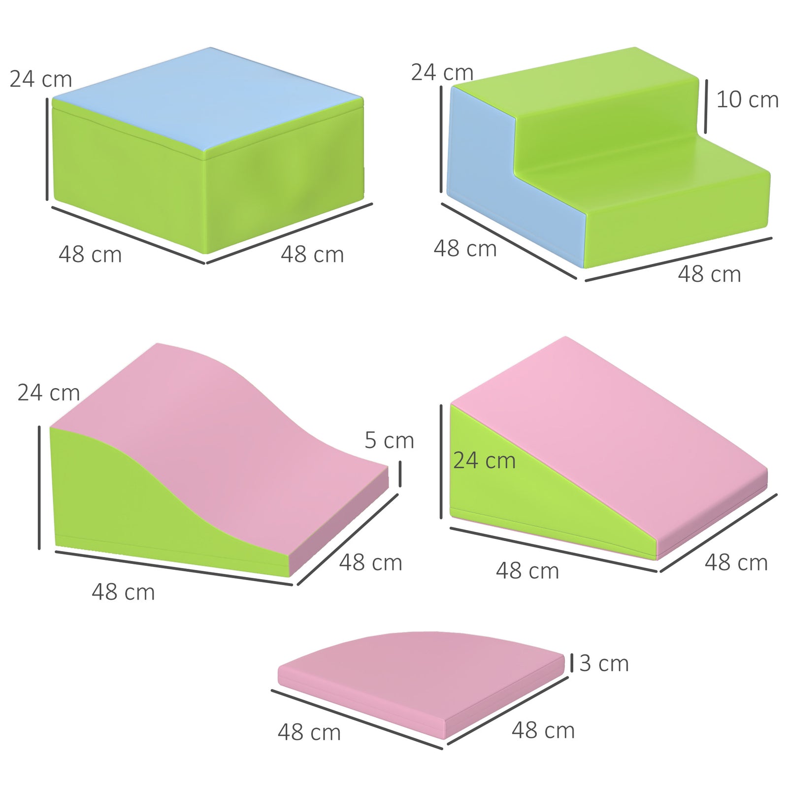 6 Piece Soft Play Equipment For Kids Climb And Crawl | Pink