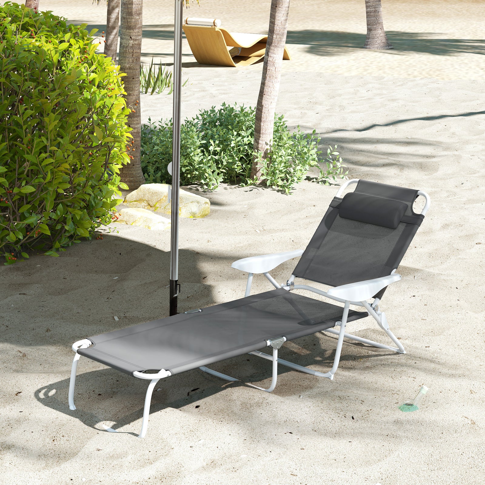 Charcoal Grey Adjustable Sun Lounger