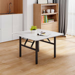 80*80*50cm Square Folding Coffee Table With Marble Effect Top | 80cm x 80cm | Black & White