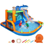 AIYAPLAY Inflatable Bouncy Castle For Kids Sharks Theme With Slide, Ball Pit
