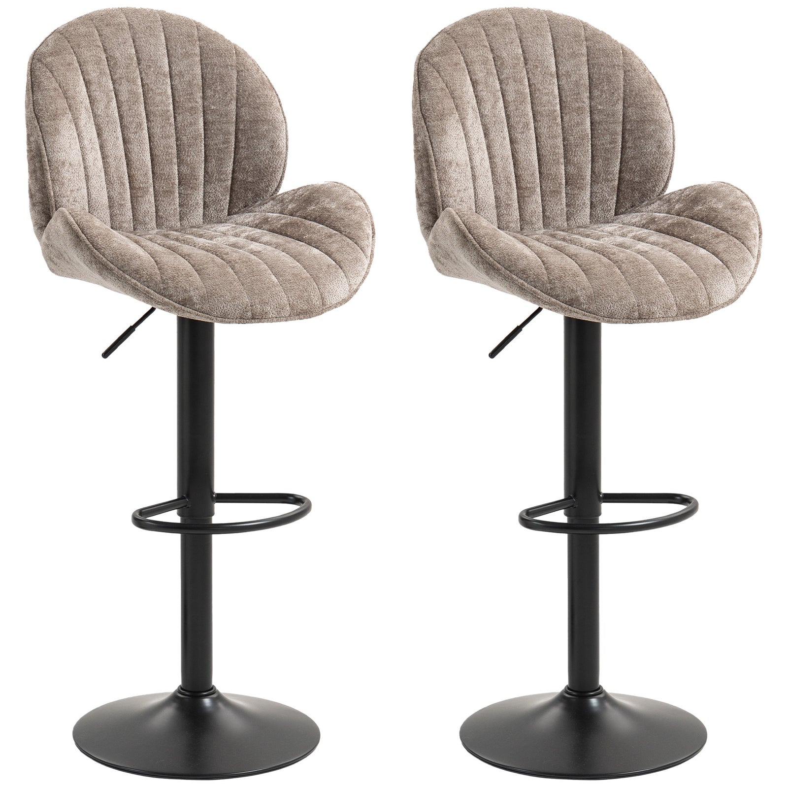 Modern Bar Stools Set Of 2, Swivel Counter Height Barstools | Brown
