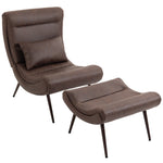 Modern Accent Chair With Footstool, 64cm Wide Seat, Lumbar Pillow