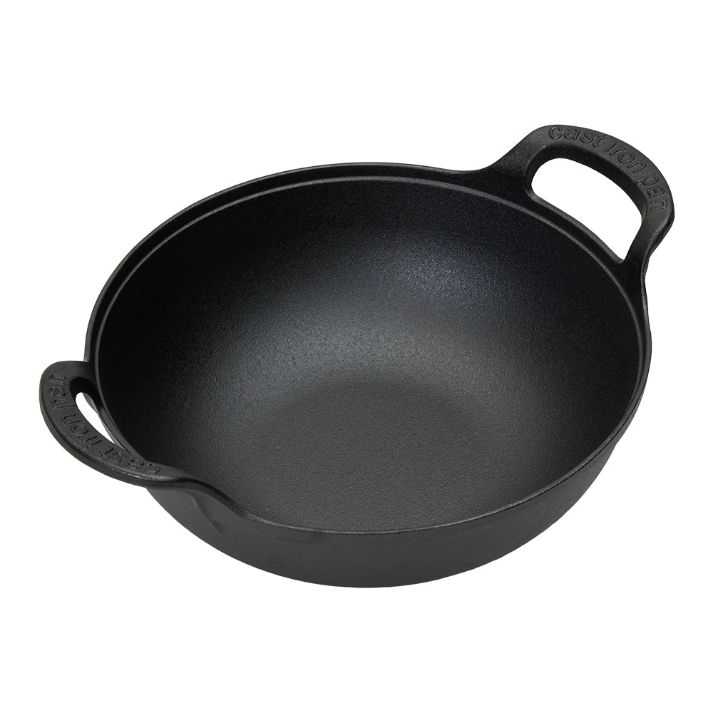 32cm/34cm/36cm Dia Cast Iron Wok With Dual Handles | Small