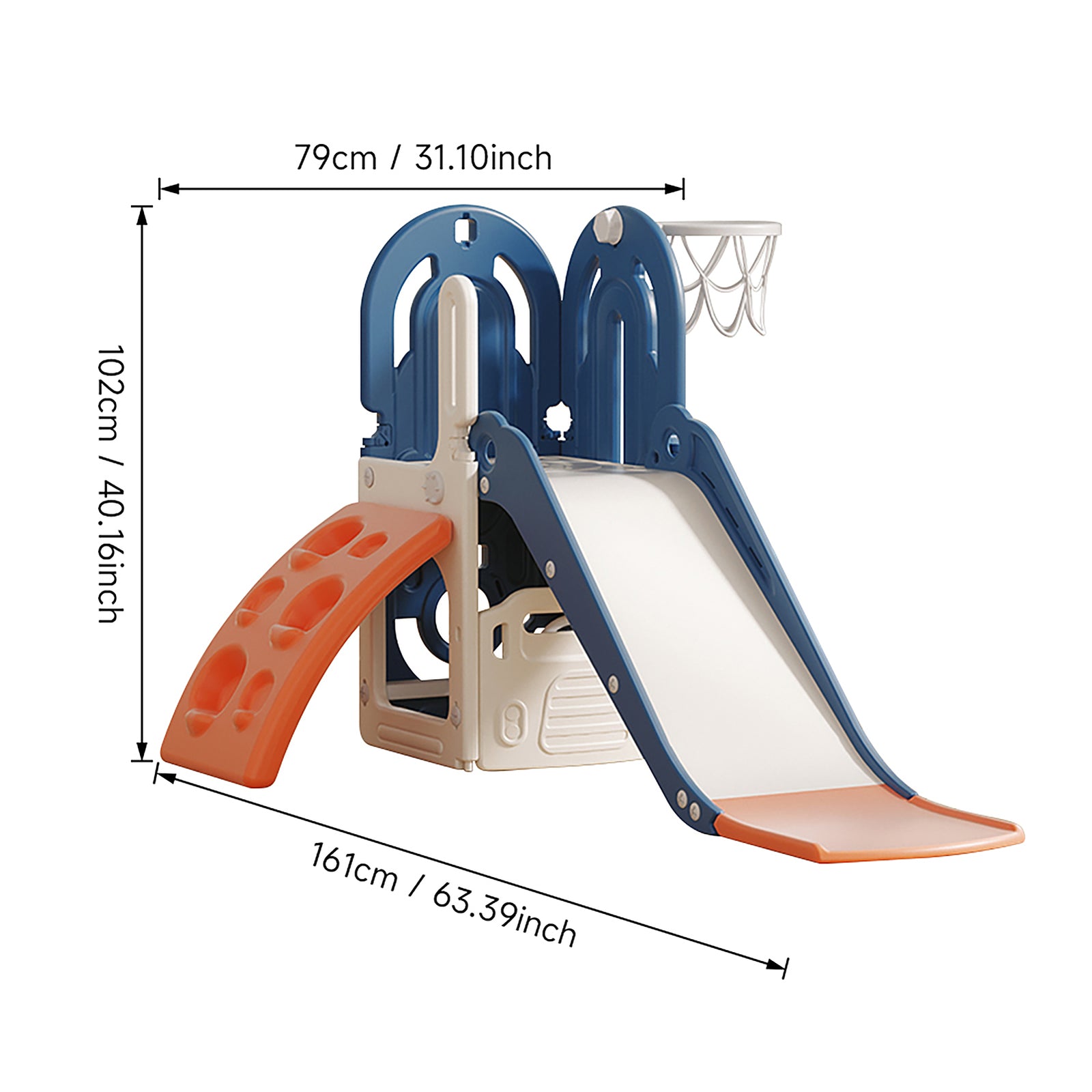 Toddler Slide, Climber And Basketball Hoop Playset