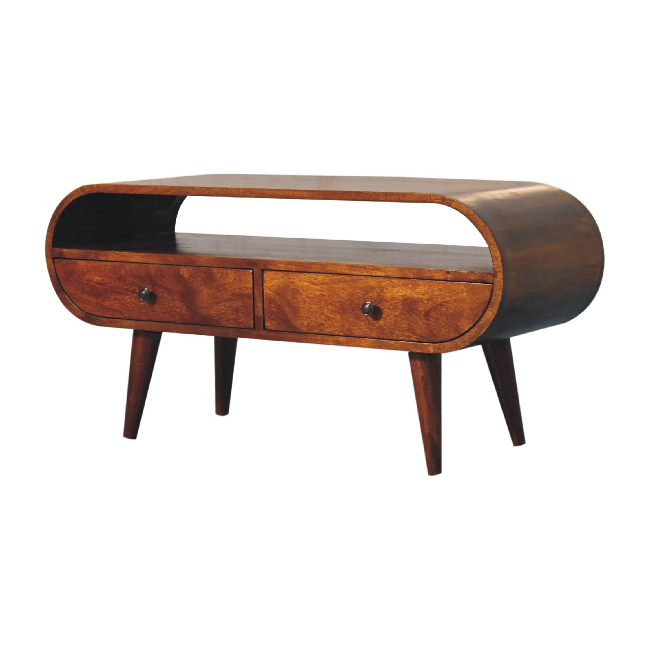 Solid Wood Chestnut Circular Tv Stand