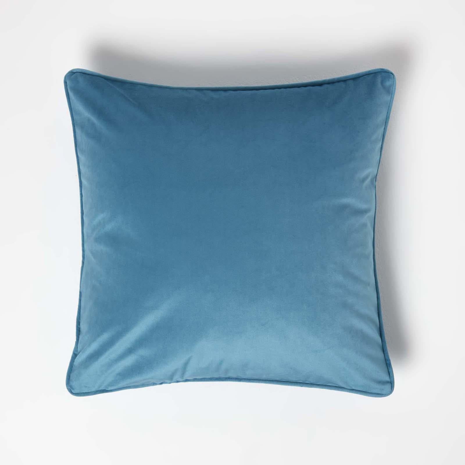 Filled Velvet Cushion With Piped Edge 46 X 46 Cm | 45cm x 45cm | Turquoise