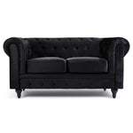 Chesterfield Scroll Arm Velvet Sofa 2 Seater | Black