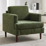 Mid-century Modern Single Sofa Chair –  Chenille Upholstery, High-density Foam, Walnut Legs, Comfortable Accent Chair