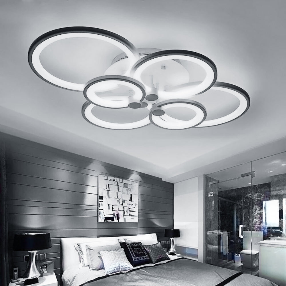 Modern Circular Led Semi Flush Ceiling Light-75cm W