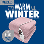 Deluxe Xl Electric Throw Heated Double Over Electric Blanket Soft Fleece 9 Heat & 12 Timer Settings | XL | Pink