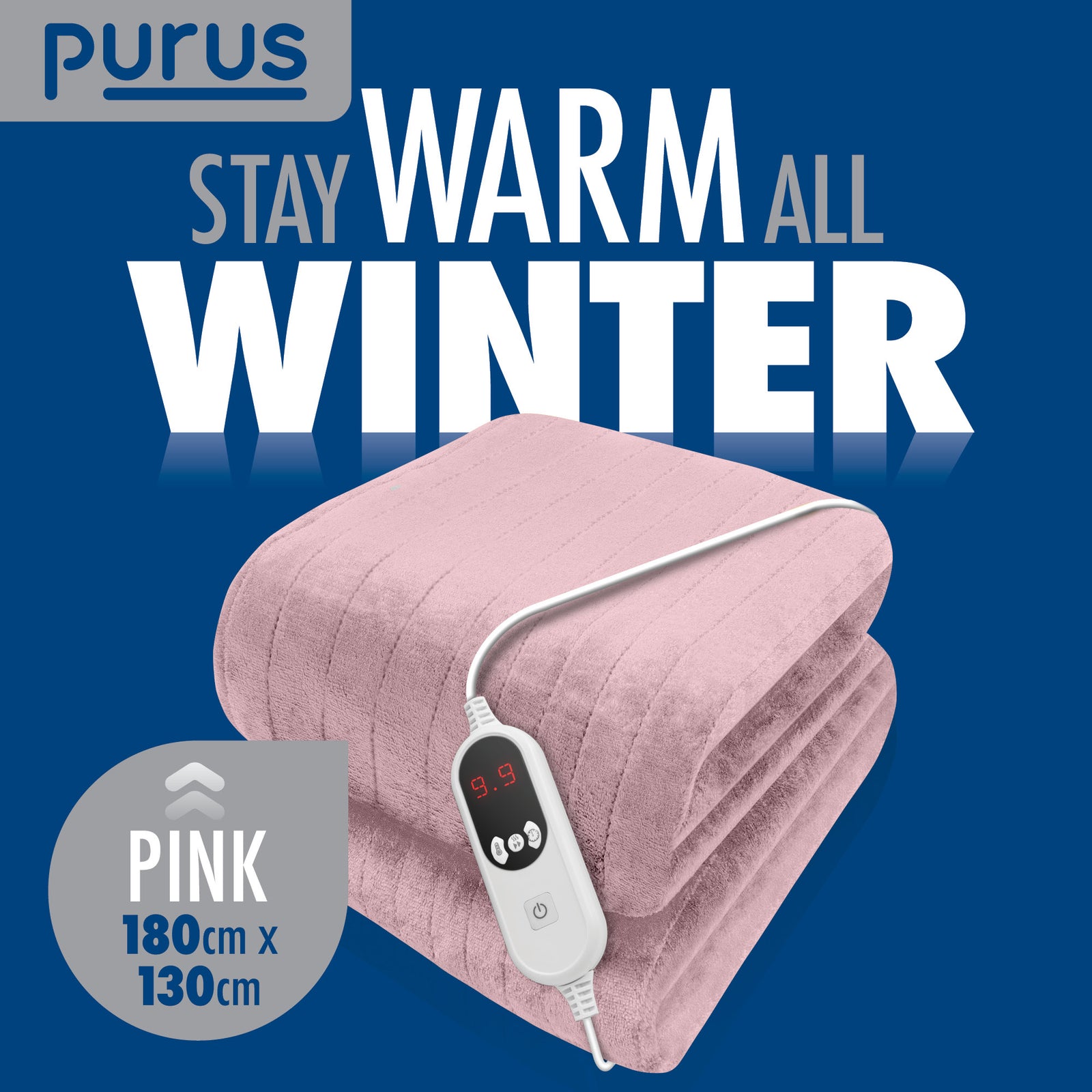 Deluxe Xl Electric Throw Heated Double Over Electric Blanket Soft Fleece 9 Heat & 12 Timer Settings | XL | Pink