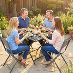 Folding Square Garden Dining Table With Parasol Hole | Black