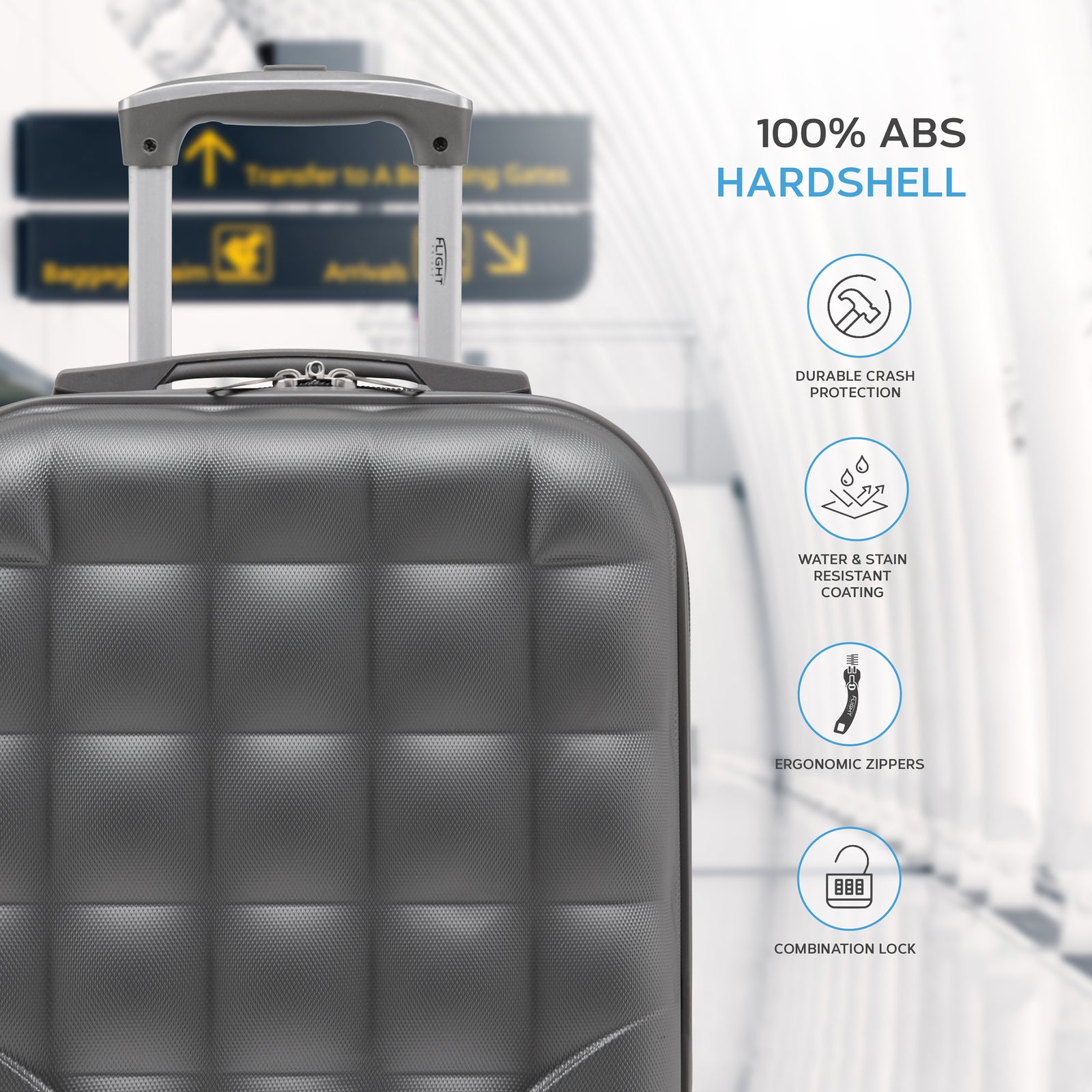 45x36x20cm Lightweight Underseat Cabin Carry On Suitcase - 100+ Airline Approved - Hard Shell Luggage - 4 Wheels - Bubble Design | Cabin | Anthracite
