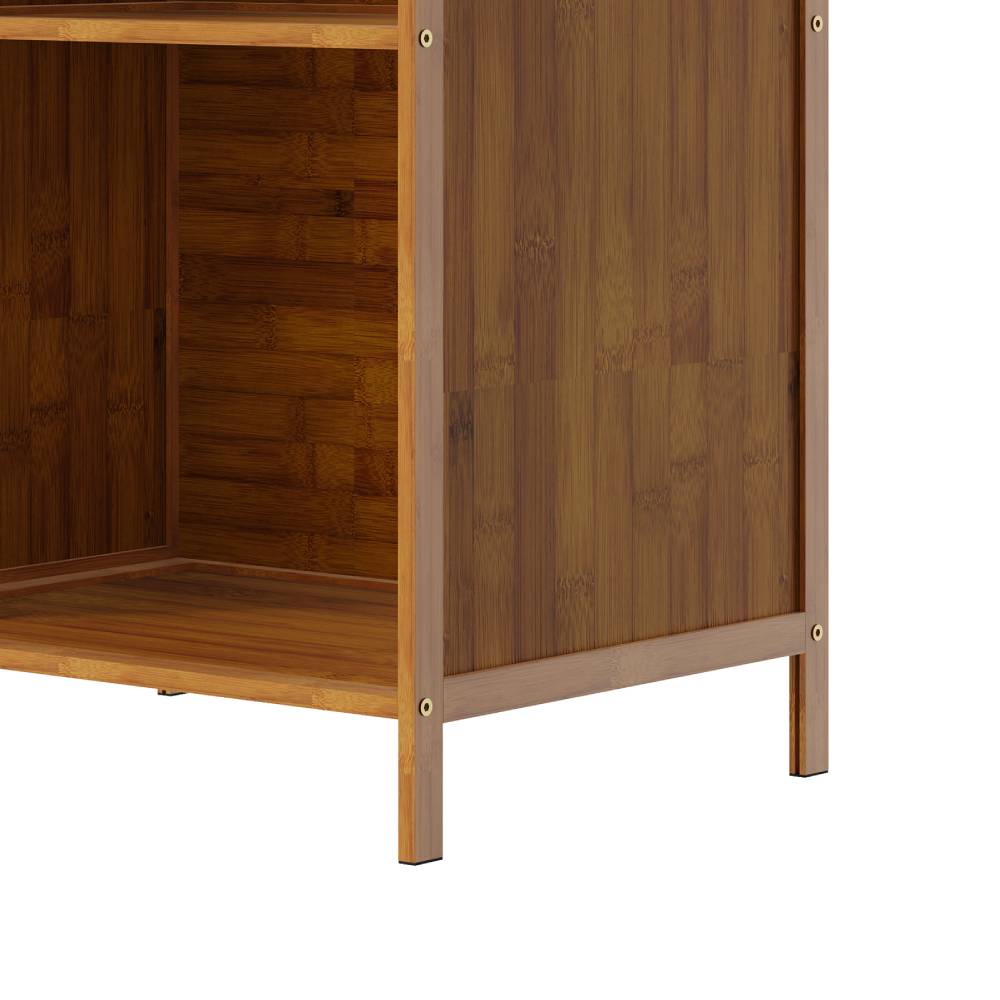 6-tier Open Bookcase, Small Space Bamboo Storage Shelf, Freestanding Corner Organizer With Raised Feet