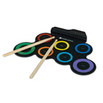 Wicked Gizmos Electronic Drum Kit Roll Up Mat W/ Demo Songs & Sticks Multicolour