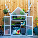 Wooden Growhouse Dove Grey With Uv Polycarbonate Glazing And Adjustable Shelves | Dove Grey