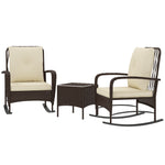 Rattan Bistro Set Balcony Furniture With Rocking Chairs | Brown