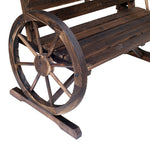 2 Seater Garden Bench W/ Wooden Cart Wagon Wheel Rustic Back | Brown