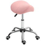 Pu Leather Saddle Stool W/ Moulded Padded Seat Adjustable | One Size | Pink