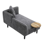 Linen Chaise Lounge With Tray Table