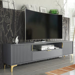 Tide Crest Gold Tv Unit 200cm - Fluted Design | Dark Grey