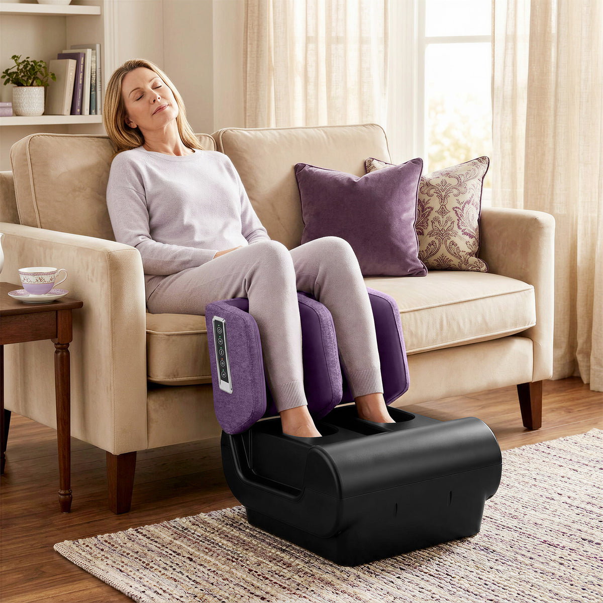 HOMCOM 2 In 1 Foot Massager Machine & Ottoman With Heat