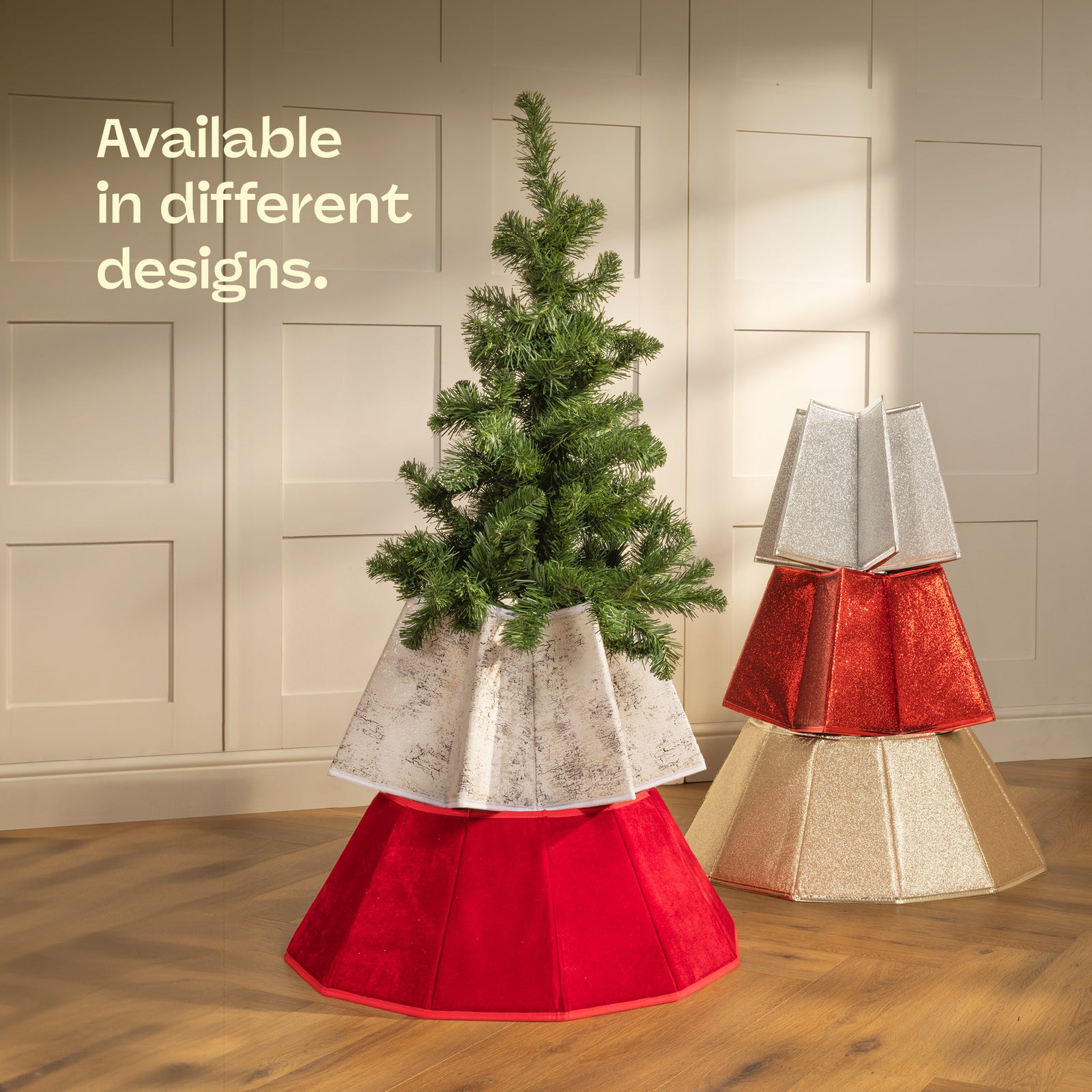 Velvet Christmas Tree Skirt 68cm Foldable Lightweight | Silver