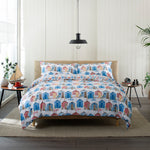 Queen's Parade 100 Percent Cotton Duvet Set With Colourful Beach Hut Print And Piped Edge Detail | King | Multi Colour