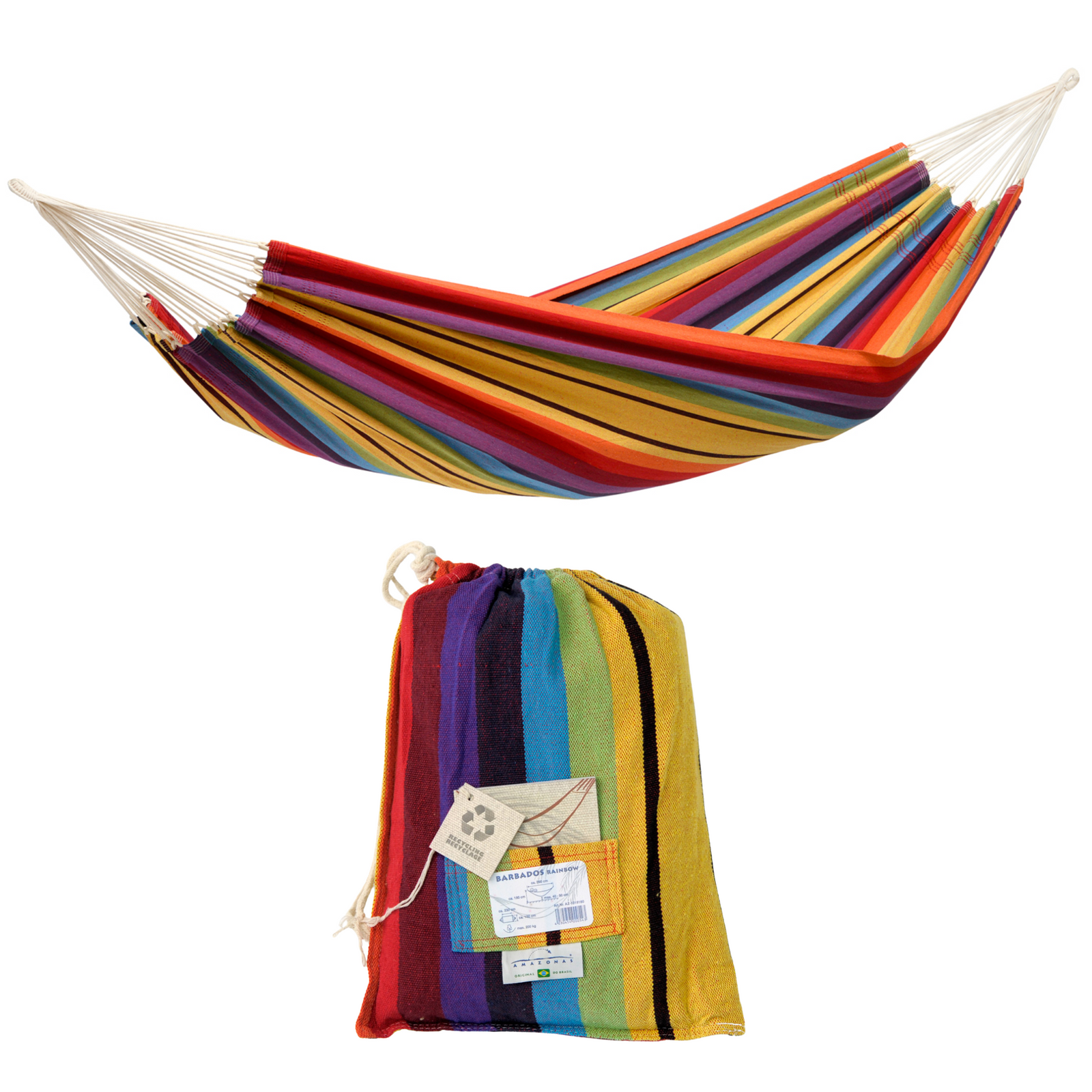 Barbados Cappuccino Double Cotton Traditional Garden Hammock With Bag
