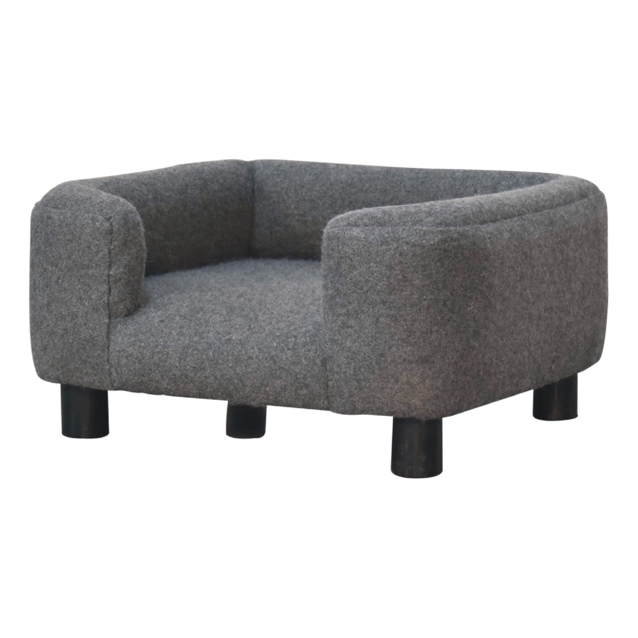 Solid Mango Wood, Upholstered Mini Battleship Tweed Pet Sofa Bed