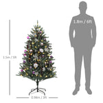 5ft Artificial Prelit Christmas Tree W/ Led Lights, Purple Ornaments | 5ft | Green
