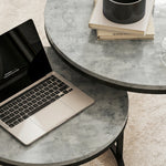 2 Pcs Stacking Coffee Table Set Steel Frame | Grey