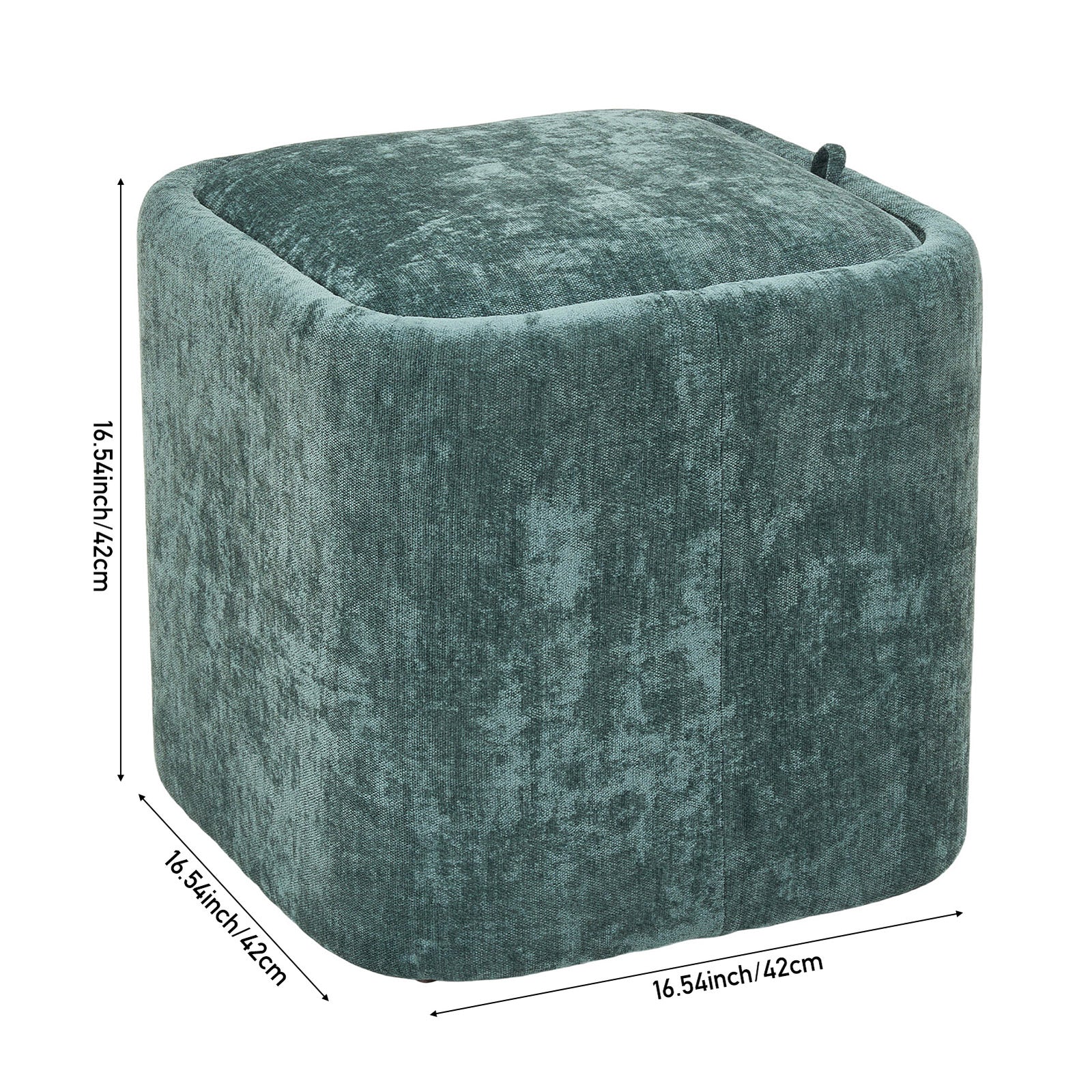 Modern Cube Storage Footstool Ottoman With Reversible Lid | Green