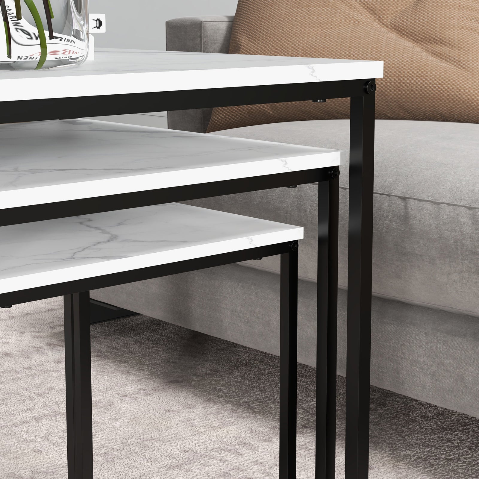 Nesting Coffee Tables, Set Of 3, White