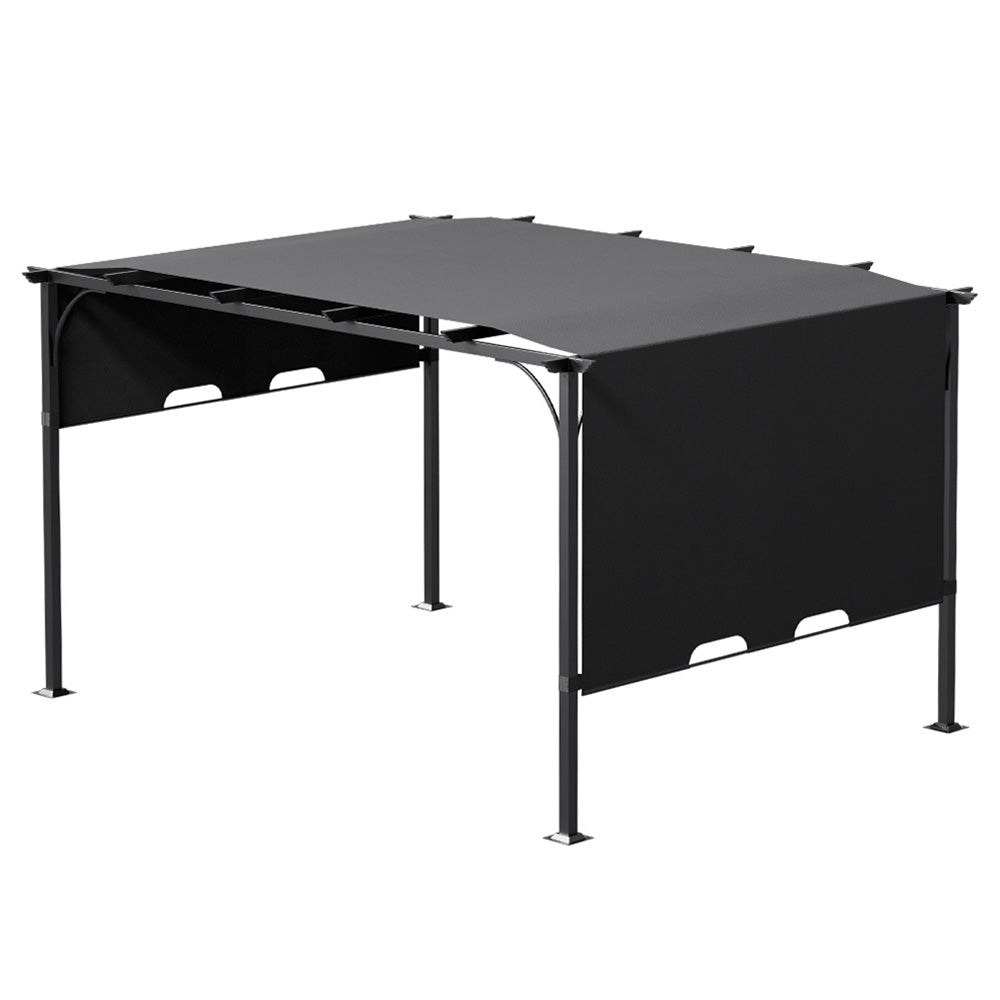 3x 3m/3x 4m Retractable Pergola With Pa-coated Polyester Canopy Outdoor Sun Shade Shelter With Steel Frame For Patio | 3m x 4m | Dark Grey