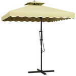 2.5m Square Cantilever Parasol W/ Ruffles | Beige