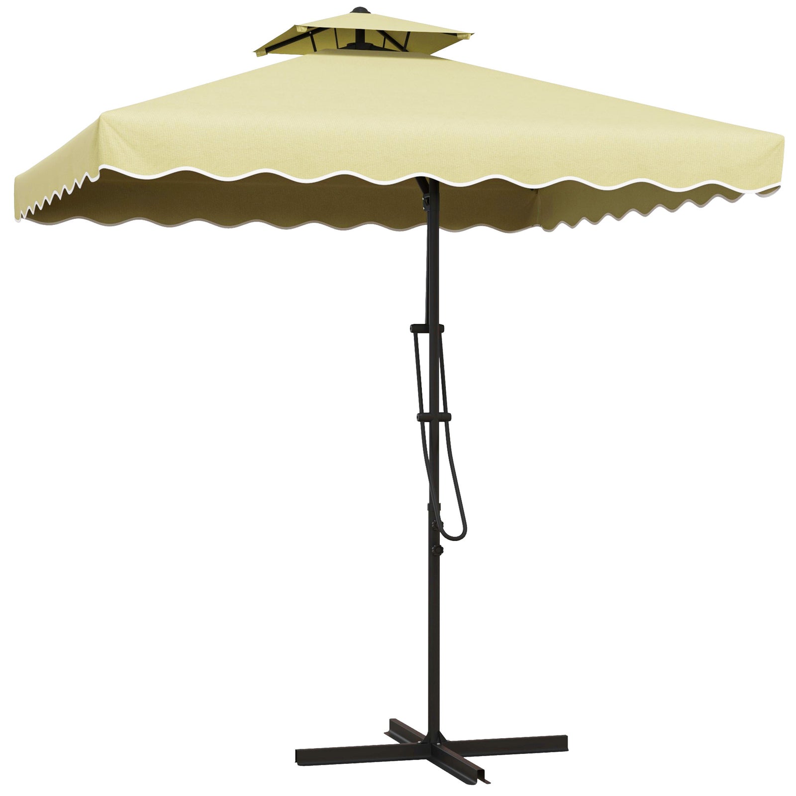 2.5m Square Cantilever Parasol W/ Ruffles | Beige