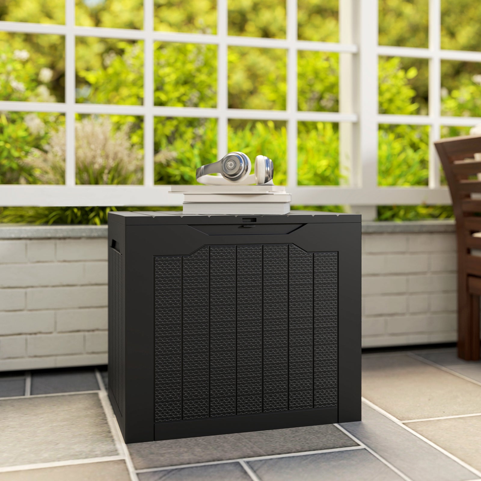 93l Plastic Garden Storage Box, Storage Container W/ Handles