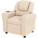 Kids Recliner Chair With Adjustable Backrest And Footrest, Beige