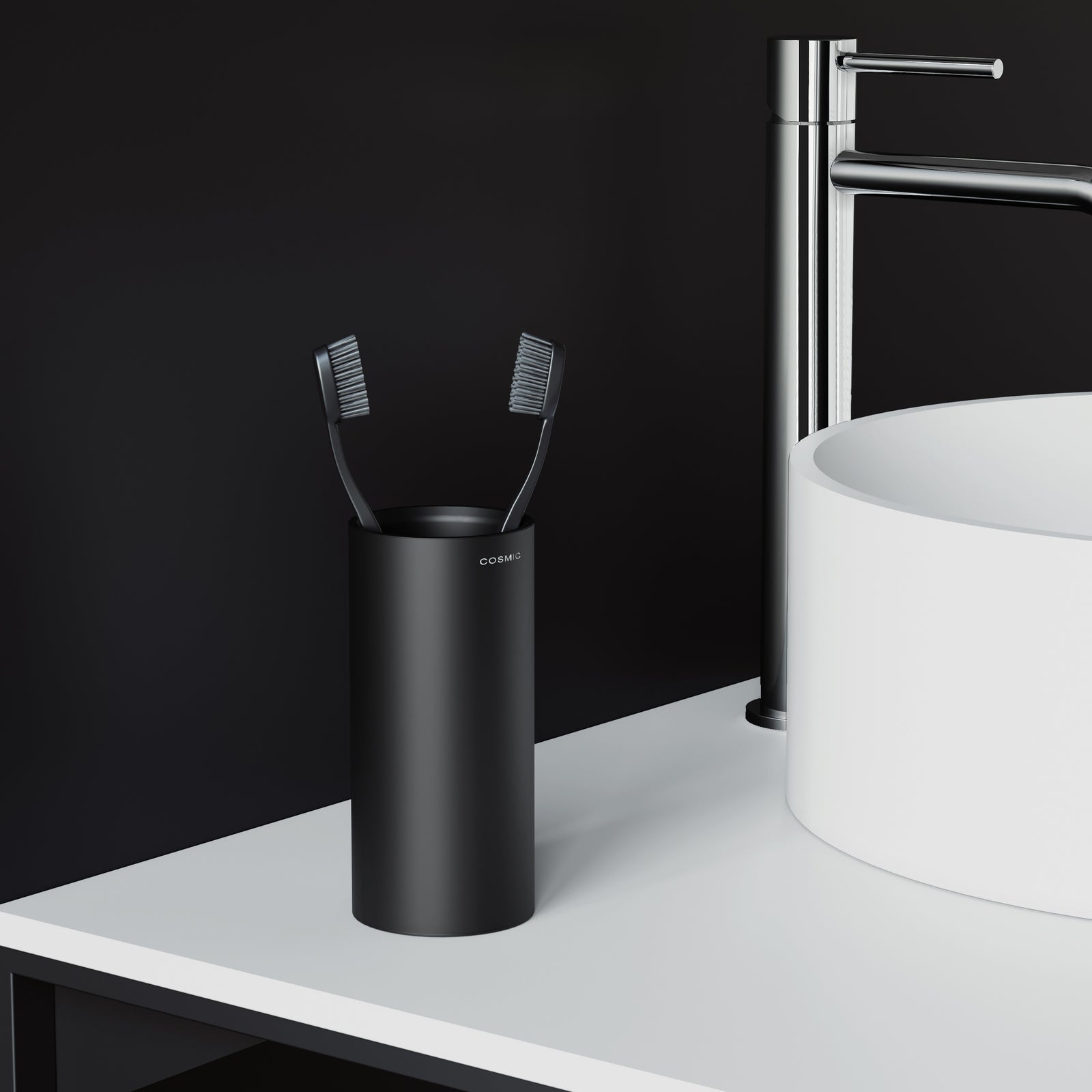 Cosmic Free Standing Brush Holder Collection Bwc | Black Matte Finish