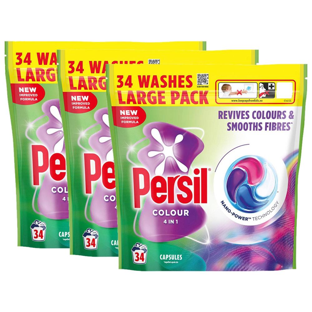 Colour Laundry Capsules 4 In 1fast-dissolving Washing Pods 34 Wash | Set-of-3