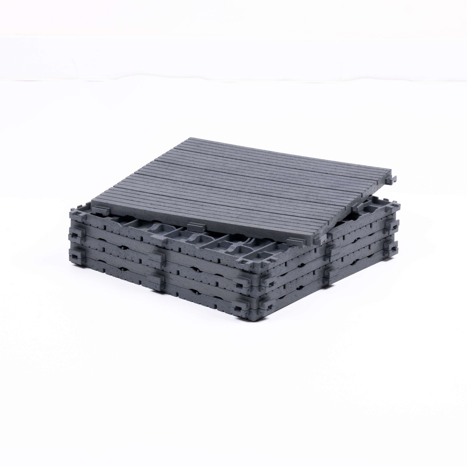 Pack Of 10 Cosmo Garden Patio Cosmopolitan Interlocking Decking Tiles | Light Grey