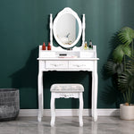 4 Drawers Dressing Table With Mirror & Stool Set