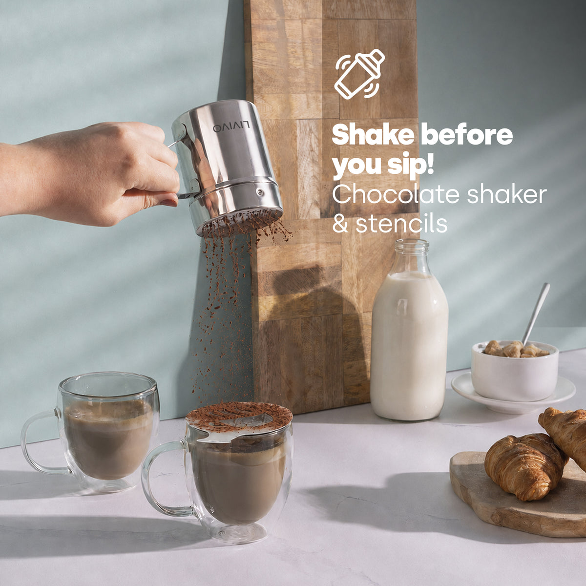 Livivo Stainless Steel Cocoa Shaker For Coffee And Desserts