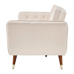 Velvet Click Clack Button Back Sofa Bed - 3 Seater | Cream