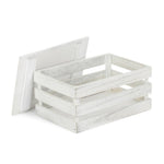 Vintage Slatted Lidded Wooden Box | Small | Gray