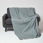 Malda Cotton Throw With Tassels | 150cm x 200cm | Green
