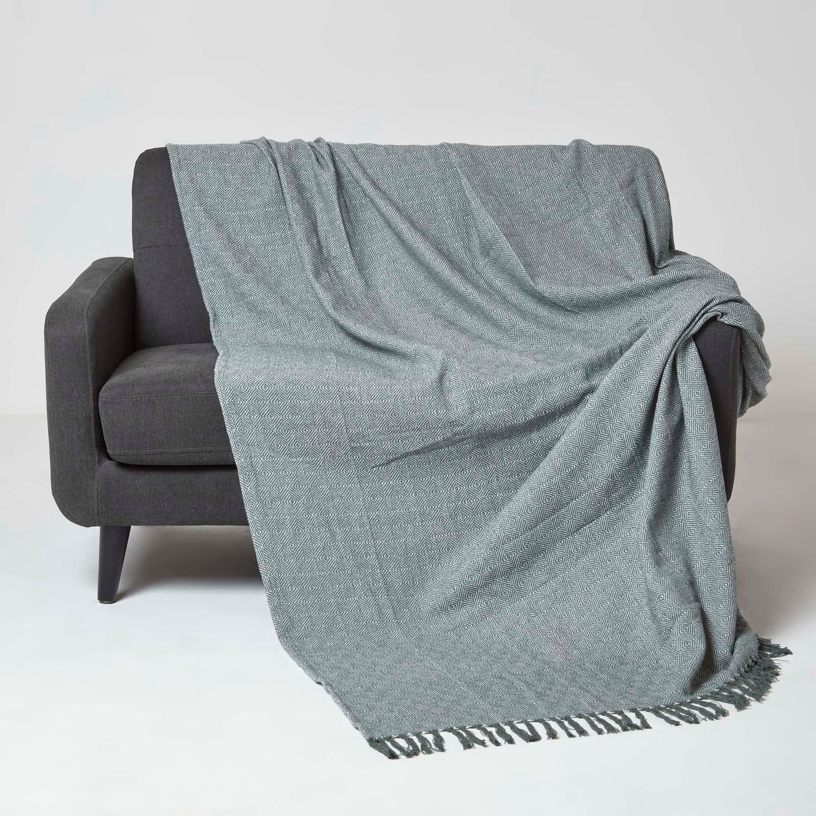 Malda Cotton Throw With Tassels | 255cm x 360cm | Green